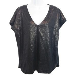 Isabel Lu Embellished Black Top Blouse L